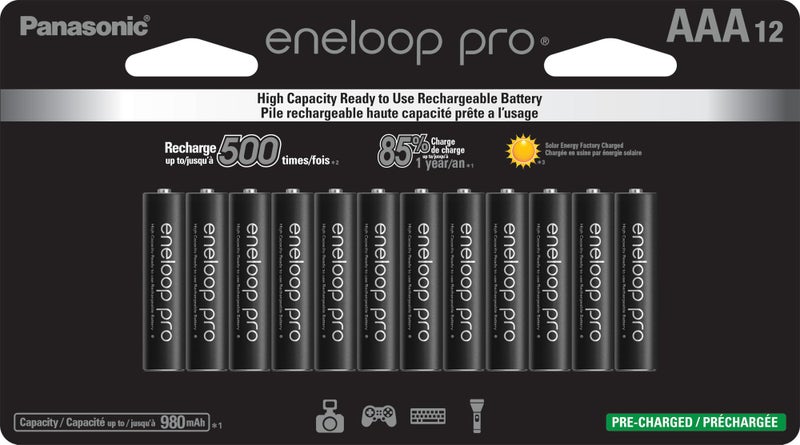 Eneloop Panasonic BK-4HCCA12FA pro AAA High Capacity Ni-MH Pre-Charged Rechargeable Batteries, 12-Battery Pack - Image 1